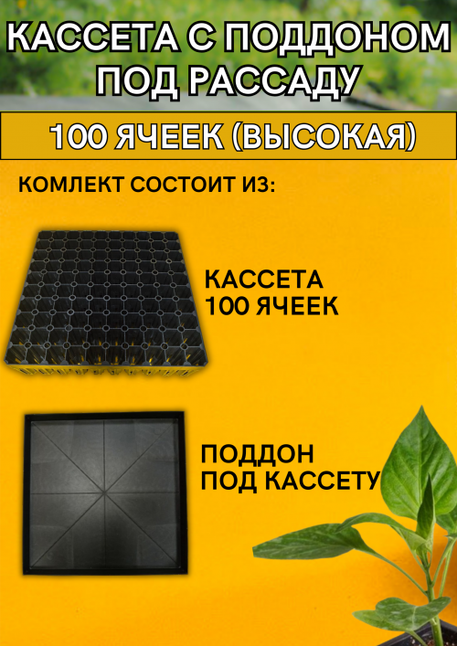 Кассета под рассаду 100 ячеек высокая